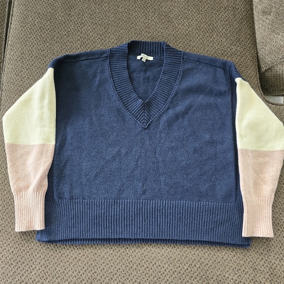 Madewell Sweater Small Women Colorblock Charleston V-Neck Pullover Cozy - Picture 2 of 12